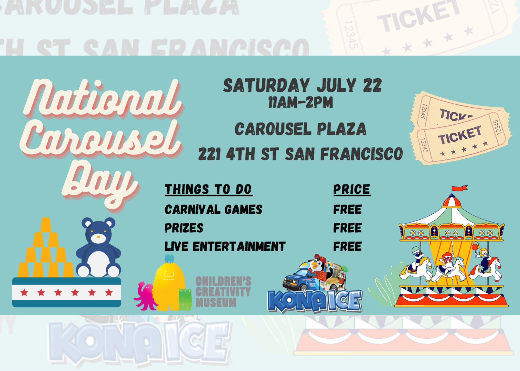 Sf S Free Carousel Rides Day Children