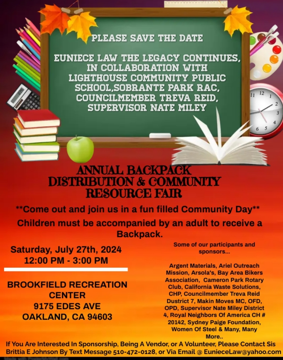 Annual Free Backpack Day & Community Resource Fair (Oakland)