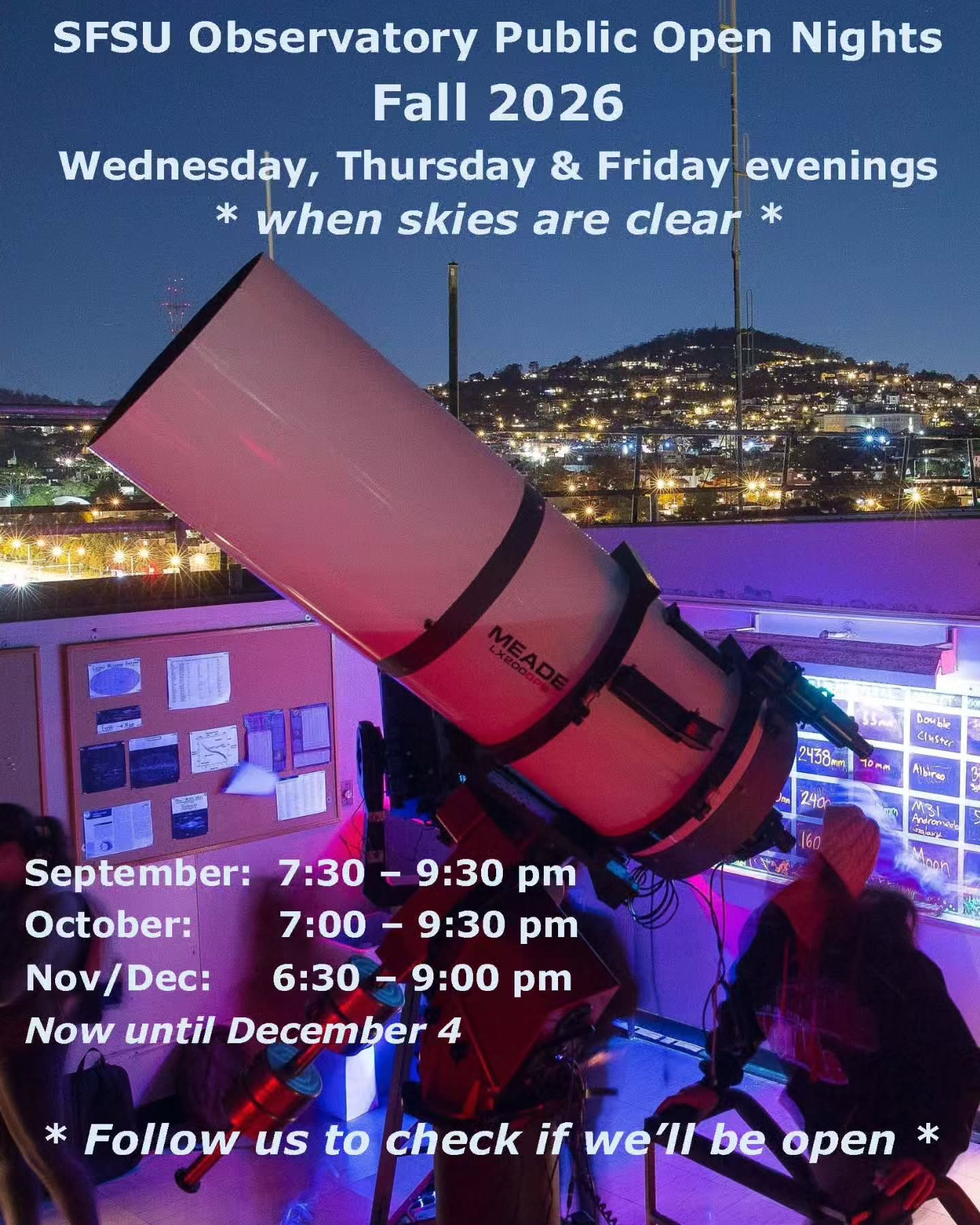 SF State’s Free Public Rooftop Stargazing Nights w/ Huge Telescope (October 2026)