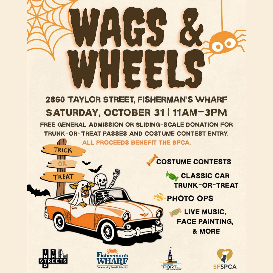 Free “Wags & Wheels” Halloween Dog Pawty: Trunk Or Treat + Classic Cars (Fisherman’s Wharf)